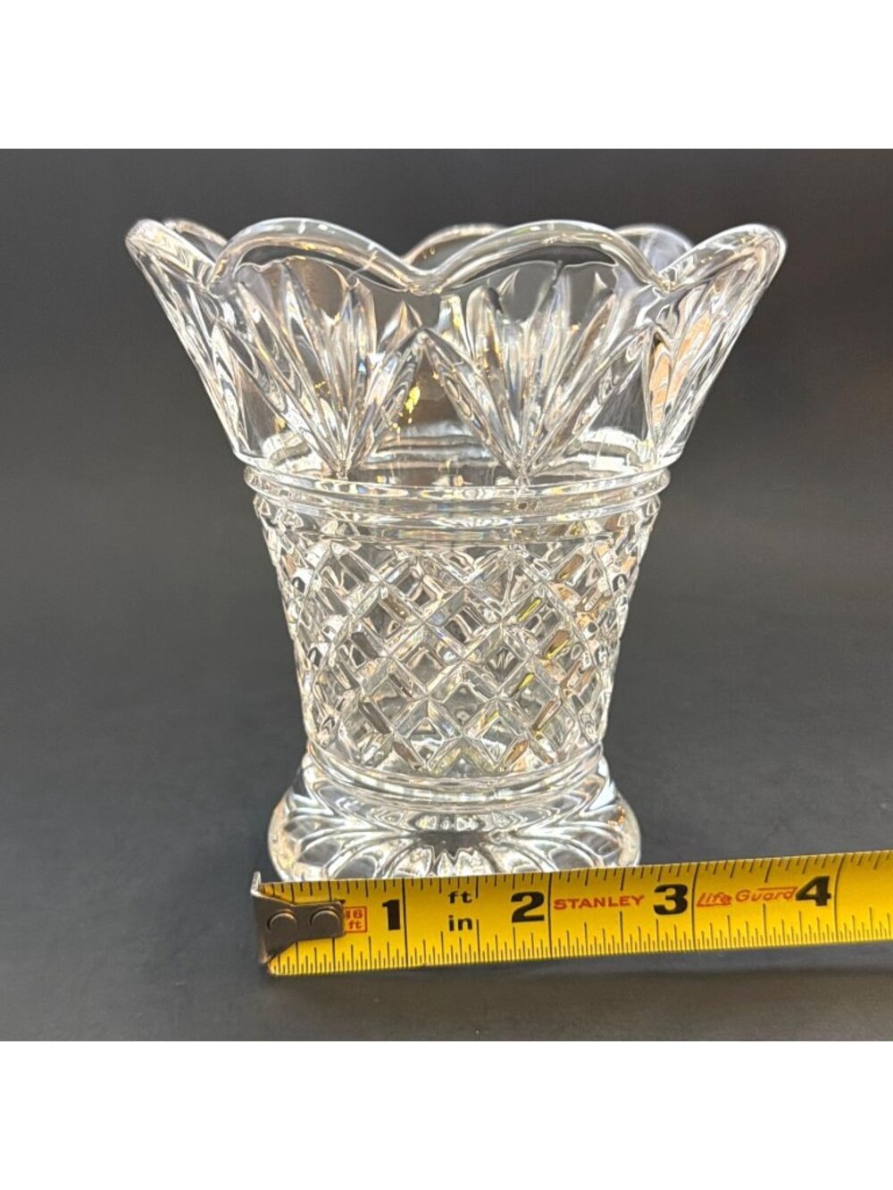Marquis Waterford Honour Crystal Vase Flared Scalloped Rim Diamond Cut Germany - Picture 8 of 9